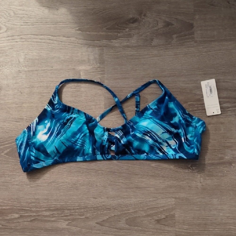 Peyton & Parker Blue Tie Dye Swim Top Size XXL
